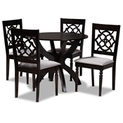 Baxton Studio Tonia Modern and Contemporary Grey Fabric Upholstered and Dark Brown Finished Wood 5-Piece Dining Set